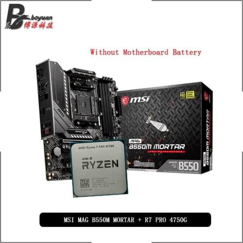 AMD Ryzen 7 4750G R7 4750G CPU + MSI MAG B550M MORTAR Motherboard Suit Socket AM4 All new but without cooler
