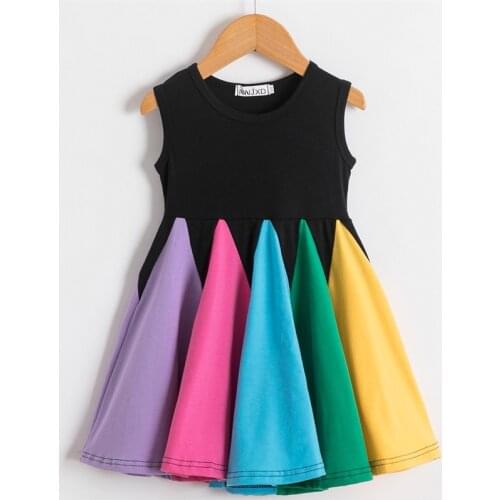 Baby Girls Rainbow Tutu Dresses 2 3 4 5 6 Years Toddler Kids Princess Costume Colorful Birthday Party Children Summer Clothing