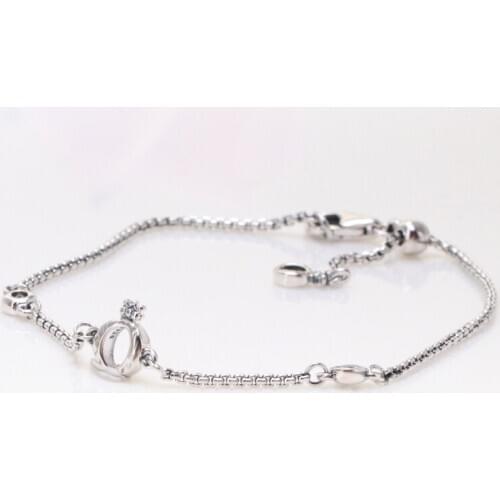S925 Sterling Silver Crown Shining Crown O Adjustable Bracelet For Girlfriend Surprise Gift