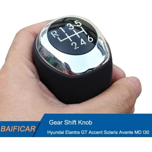Baificar New Electroplate Leather 6-Speed Manual Stick Gear Shift Knob 43711-A5200 For HYUNDAI ELANTRA GT 2012-15 Accent Solaris