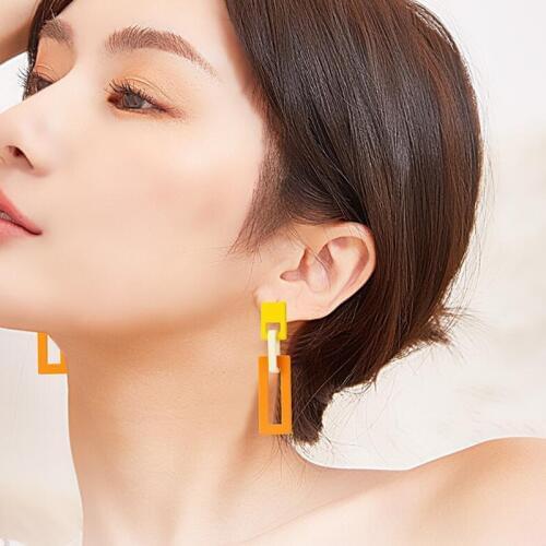 XIYANIKE Candy Color Geometric Acrylic Earrings Buckle Retro Vintage New Punk Earring Big Drop Women Drop Shipping
