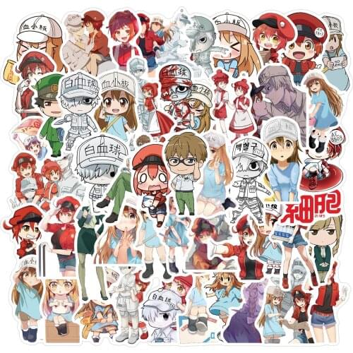 10/50Pcs Anime Cells At Work Stickers Hataraku Saibou Stickers for Laptop Waterproof Stickers Motorcycle Bicycle Luggage Decal
