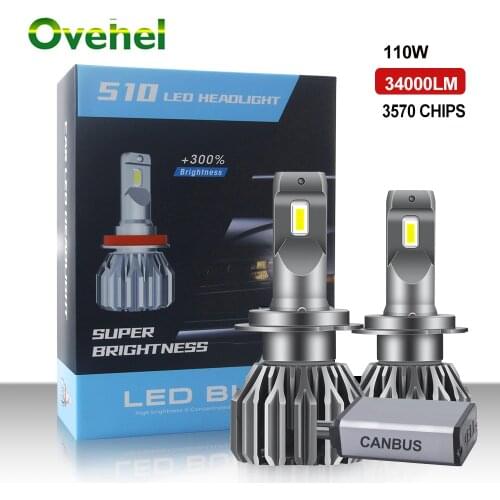 OVEHEL H7 H4 Led 110W 34000LM Canbus Led Headlight Bulb H1 H8 H11 H9 9005 Hb3 Hb4 9012 Led Bulb Turbo Lamp for Car 6000K 12V