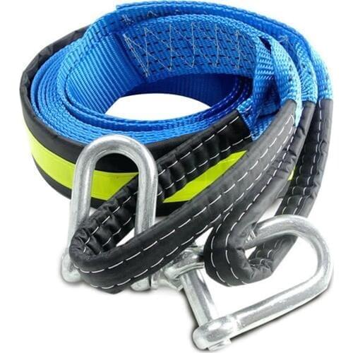 3M/4M/5M 8 Tons Towing Rope Strape Cable With U Hooks Shackle High Strength Nylon With Reflective Light For Car Truck Trailer