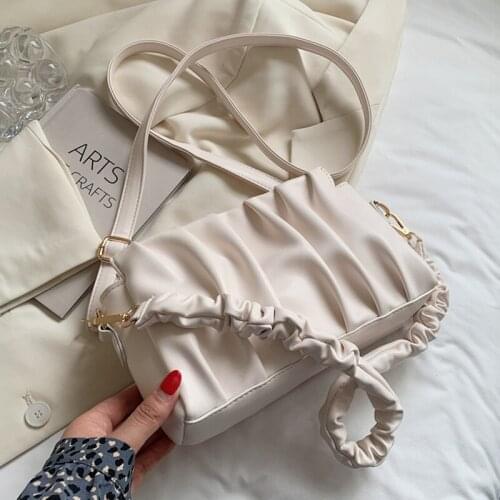 Folds Design PU Leather Shoulder Bag Women 2021 Fashion Candy Color Small Armpit Crossbody Bag Travel Ladies Handbags And Purses