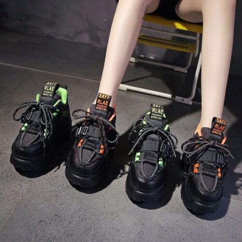 Women High Heels Platform Sneakers 2021 Fashion Simple Color Matching Sneakers All-match Chunky Womens Shoes Cool Hip-hop Shoes