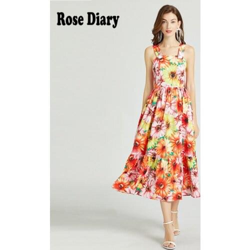 RoseDiary Print Sling Sexy Dress For Female Strapless Sleeveless High Waist Lace Up Maxi Long Dresses Female 2021 Summer