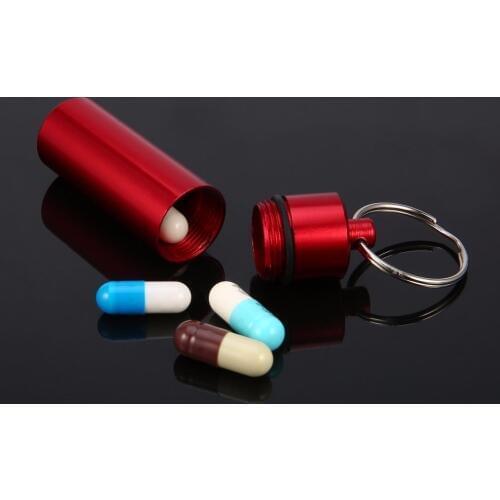 1PC Pill Box Case Bottle Waterproof Aluminum Cache Drug Holder Container Keychain Medicine Box Health Care Hot sale