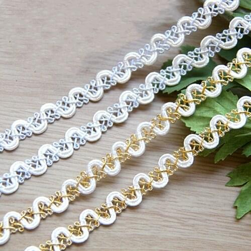 1 Yard Diy Sewing Accessories Gold Crochet Braided Lace For Women Dress Hand Works Wave Striped Trims 1cm