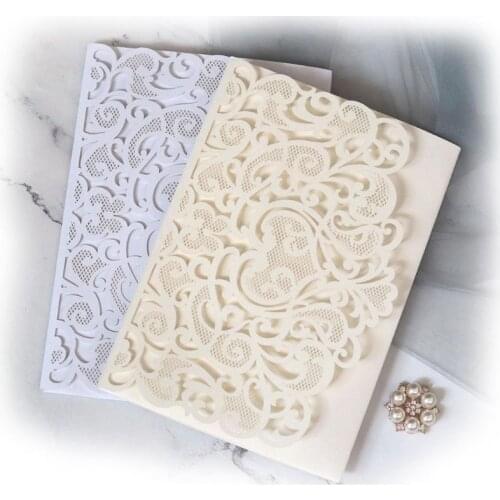 10PCS Laser Cut Hollow Heart Shape Wedding Invitations Card Party Supplies Gift Card