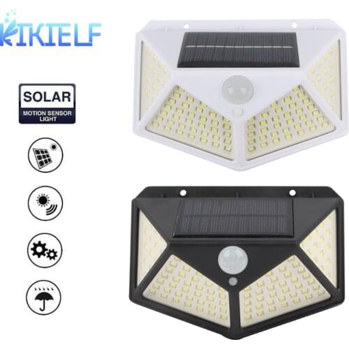 100 LED Solar Light Outdoor Solar Lamp PIR Motion Sensor Wall Lights Waterproof Solar Powered Sunlight 4 Mode for Garden Decora