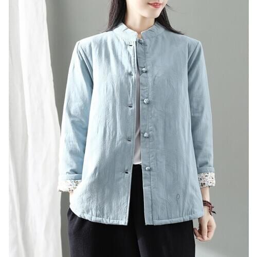 2020 Fashion Chinese Style Clothing Women Vintage Winter Jackets Casual Quilted Coats Loose Streetwear Ladies Chinese Tops 11686