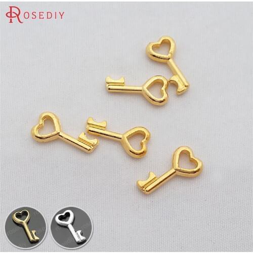 29217)50PCS 15x7MM Gold Color Zinc Alloy Small Love Key Charms Pendants Diy Jewelry Findings Accessories Wholesale