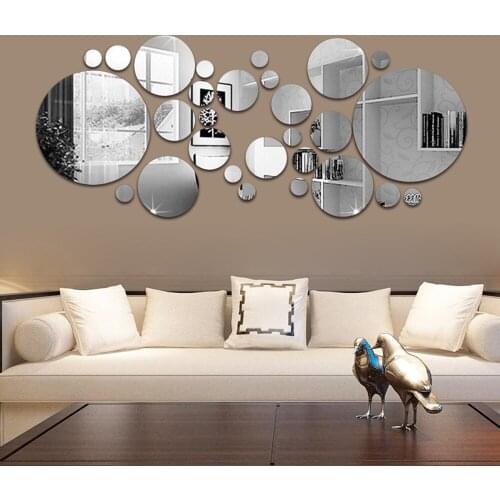 3D Round Mirror Wall Stickers, Home Decoration, Handicrafts, Very Suitable To Be Placed Behind The TV Bathroom And Bedroom 26pcs