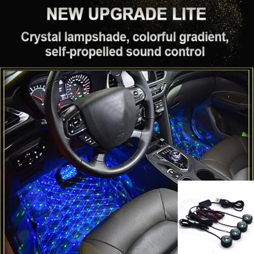 4pcs Car Styling Atmosphere Light LED Mini Ambient Starry Decorative Atmosphere Lamp For Car Vehicle Touch Sound Control Light