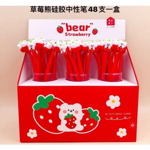 48 pcs Kawaii Gel Pens Coch Fruit Strawberry Silicone for writing Cute stationery office school supplies 0.5mm