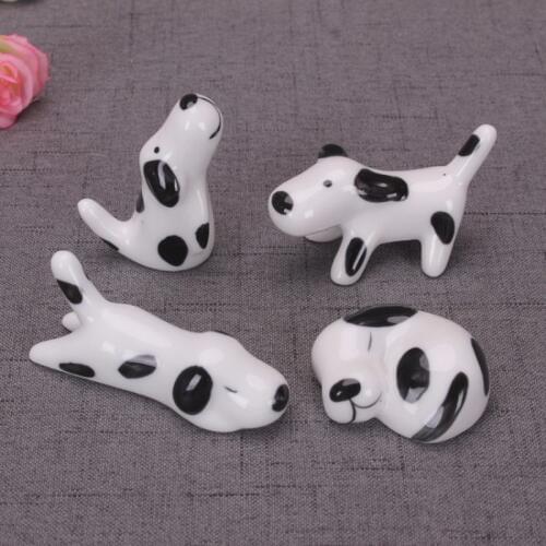 4pc Ceramic Dalmatians Dog Miniature Animal Decoration Home Garden Mini Dollhouse Toy Craft Ornaments Micro Decor DIY Gift