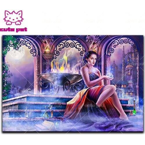Diy Castle beautiful woman 5d diamond painting round diamond mosaic home decoration embroidery pattern embroidery handmade gift
