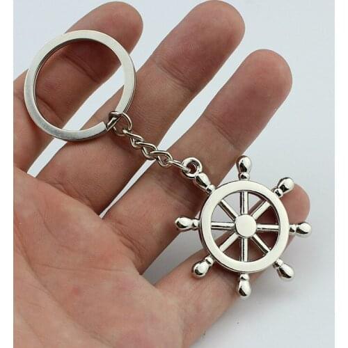 FREE shipping by FEDEX 100pcs/lot 2015 New Hot Novelty Zinc Alloy Rudder Keychains Metal Rudder Keyrings