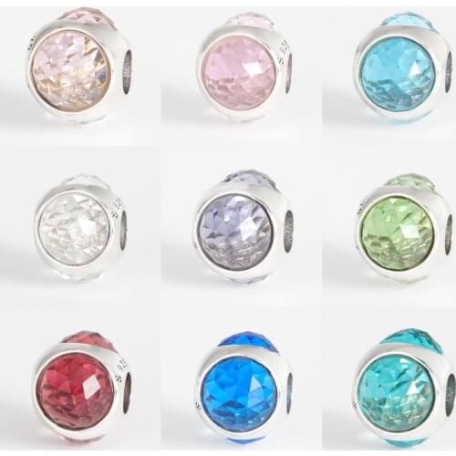 Free Shipping Authentic 925 Sterling Silver Bead Colourful Shine Charms Fit Original Bracelet For Women DIY Jewelry S925 Beads