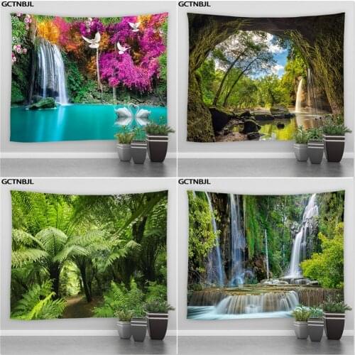 Landscape Big Tapestry Beautiful Natural Forest Tropical Rainforest Hippie Wall Hanging Large Tapestries Bedroom Decor Blanket