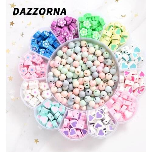 Approx 620Pcs Mixed Flower/Heart Shape Polymer Clay Spacer Loose Beads For DIY Jewelry Making Necklace Bracelet Accessories