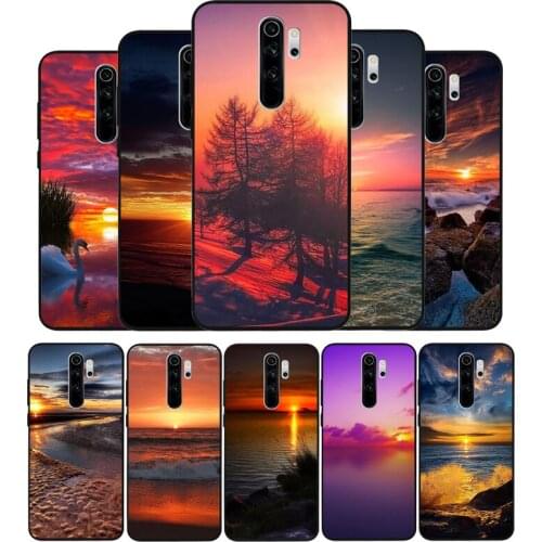 Sunrise & Sunset black Silicone Phone Case For Redmi note 9 8 7 Pro S 8T 7A Cover