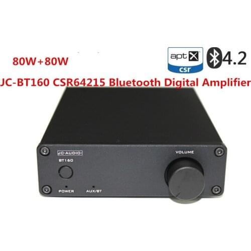 JC-BT160 80W+80W 2.0 channel CSR64215 Bluetooth 4.2 TDA7498E digital audio amplifier Support APTX AUX input