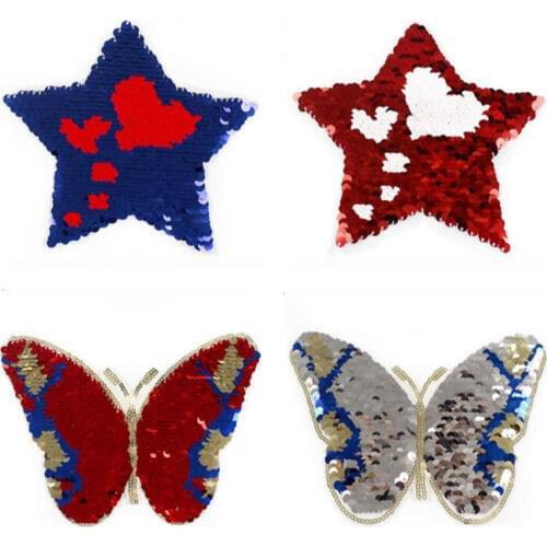 Reversible Sequins Sew On Patches for clothes DIY Patch Applique Bag Clothing Coat Sweater Crafts