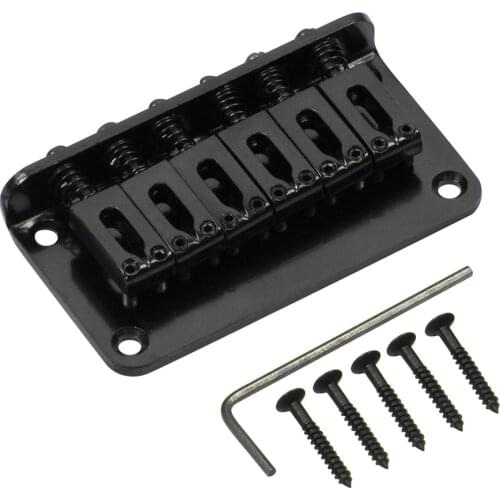 FLEOR 78mm Fixed Hardtail Bridge Top Load Guitar Bridge Black for 6 Strings Electric Guitar Accessory