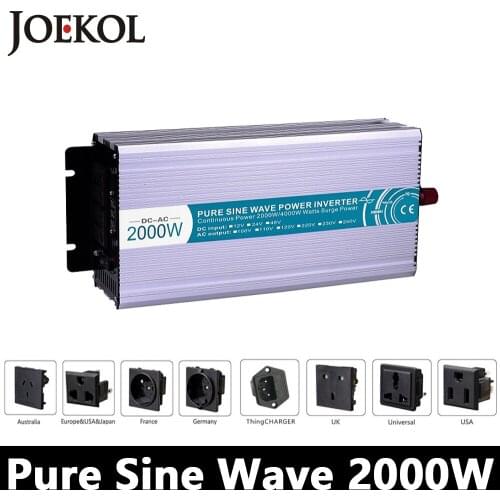 2000W Pure Sine Wave Inverter,DC 12V/24V/48V To AC 110V/220V,off Grid Power Inverter Work With Solar Wind Battery Panel