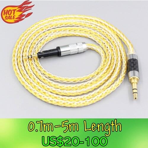 LN007274 8 Core Silver Gold Plated Braided Earphone Cable For Sennheiser HD6 HD7 HD8 MIX DJ HD595 Headphone