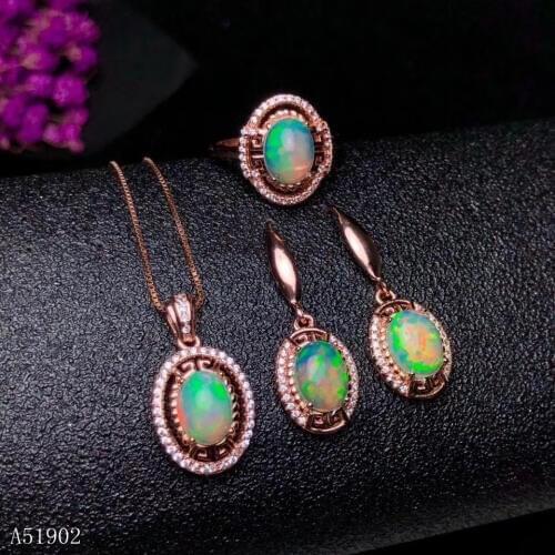 KJJEAXCMY exquisite jewelry 925 sterling silver inlaid natural Opa necklace pendant ring earrings set female models support test