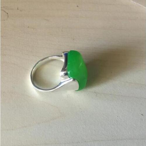 Fashion jewelry 13X16mm Natural Green stone 925 Silver Ring Size 7/8/9/10 valentise gift free shipping