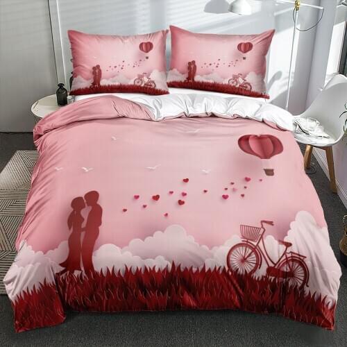 3D Pattern Valentine Day Bedding sets Pink Lovers Duvet cover set Modern Quilt covers Pillocases Queen Single Double King Sizes