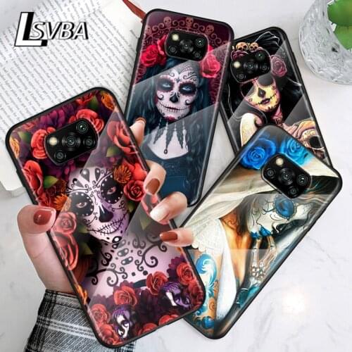 Catrinas and skull For Xiaomi POCO F3 F2 X3 NFC X2 M2 Pro Tempered Glass Hot New Shell Luxury Cover Phone Case