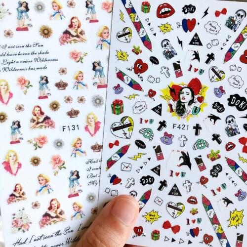 Cartoon Beauty Lady 3D Back glue Nail decal Nail sticker Nail decoration Nail art Nail tool Nail ornament