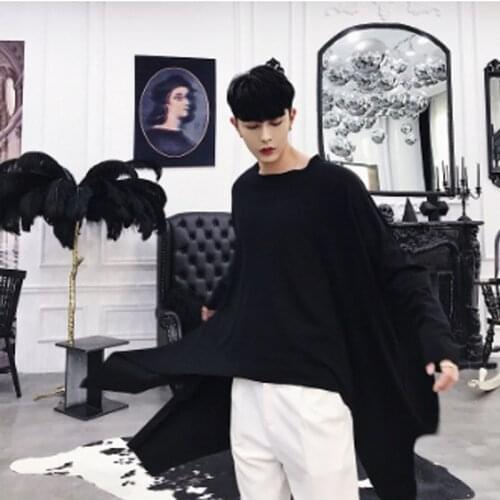 Autumn men irregular hem design oversize long hoodies hip hop sweatshirt man vintage gothic punk streetwear hoodie