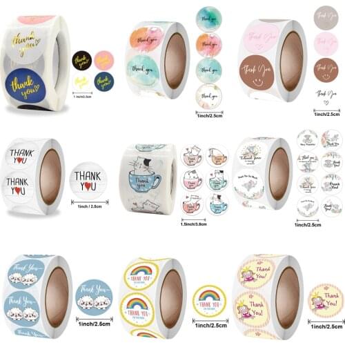 Party Gift Thank You Stickers Roll 500 Labels for Small Business Packaging Seal Labels Mailer Seal Sticker With Gold Foil Design