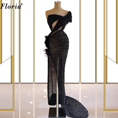 New Special Black Cocktail Dresses Mermaid Long Prom Party Dresses Evening Wear Glitter Pageant Gowns Party Robes De Cocktail