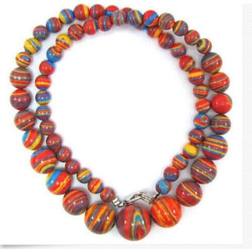 New 6-14mm red calsilica beads necklace 18"