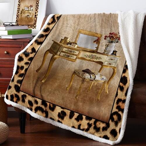 Leopard Print Animal Skin Texture Dressing Table Blanket for Beds Sofa Fleece Throw Blanket Winter Bedclothes Cashmere Blanket