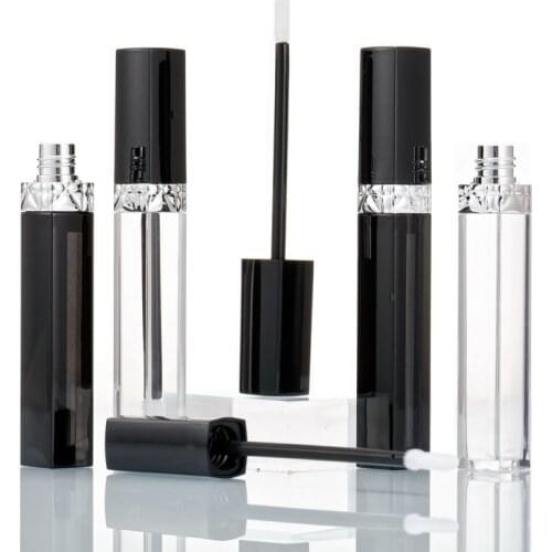 Wholesale 4.5mL Empty Lipgloss Bottles Lip gloss Tubes Liquid Lipstick Bottles Lip Glaze Package Black Square Lip Makeup Tubes