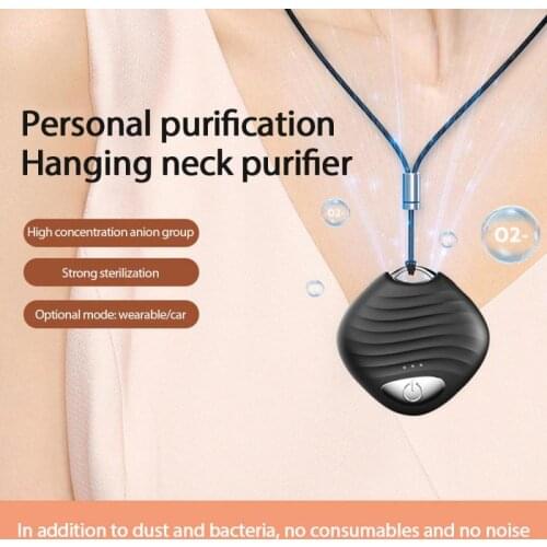 Wearable Car Air Purifier Mini Air Fresher Low Noise Ions Generator Quick Purifier Car Home Travel Air Purifier Accessories