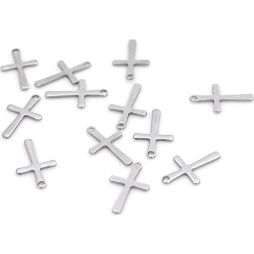 50pcs/lot 15.5x9.5mm Stainless Steel Material Cross Charms Pendant DIY Handmade Necklace and Earring Jewelry Accessories