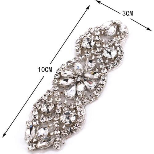 Silver Bridal Wedding Sash Belt Applique with Crystals Rhinestones Beaded Decorations for Evening Gown Dress Prom