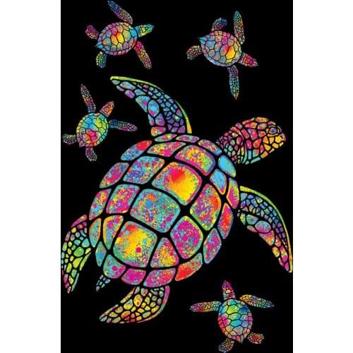 TURTLES PAINTED Art Film Print Silk Poster Home Wall Decor 24x36inch