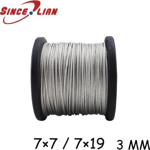 Hot Grinder 3mm 7*7 7*19Structure 304 Stainless Steel Wire Rope Cable Gray Wire Rope Extra-fine wire Mold Rope
