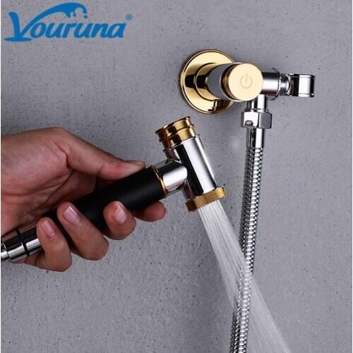 VOURUNA Luxurious Golden/Chrome Toilet Bidet Spray Portable Handheld Diaper Sprayer Muslim Shattaf