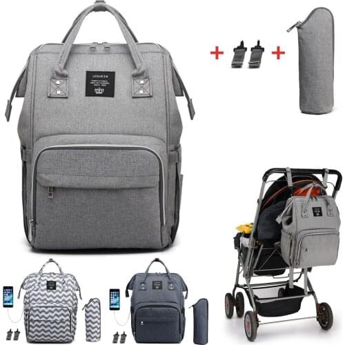 LEQUEEN USB Charging Diaper Bag Baby Care Backpack for Mom Mummy Maternity Stroller Bag Waterproof Baby Pregnant Bag Nursing Bag